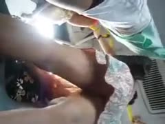 On the bus, a pretty and adorable lalin girl is being recorded upskirt.